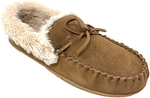 Clarks Women's Faux Fur Lined Moccasin House Shoe Indoor & Outdoor Slipper for Metatarsalgia