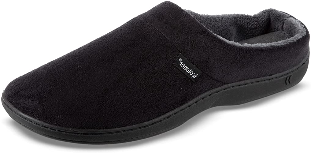 isotoner Men's Open Back Slipper with Memory Foam and Indoor Outdoor Sole Slippers for Metatarsalgia