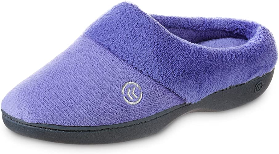 isotoner Women's Cozy Terry Hoodback Clog Slipper with Soft Memory Foam, Comfort Arch Support Slippers for Metatarsalgia
