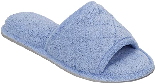 Dearfoams Women's Micro Terry Slide with Quilted Vamp