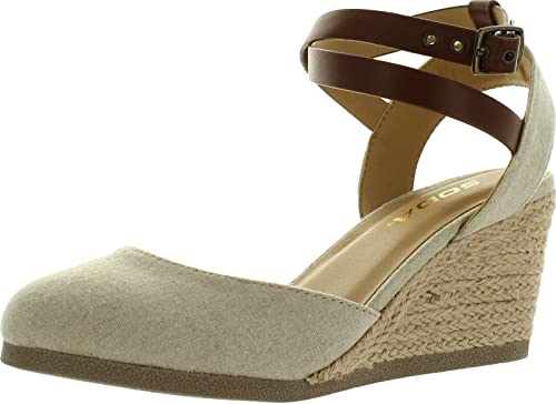 Soda Womens Request Closed Toe Espadrille Wedge Sandal