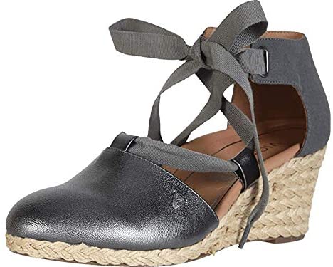 Vionic Women's Aruba Kaitlyn Lace-up Wedge - Ladies Espadrille Wedges with Concealed Orthotic Arch Support