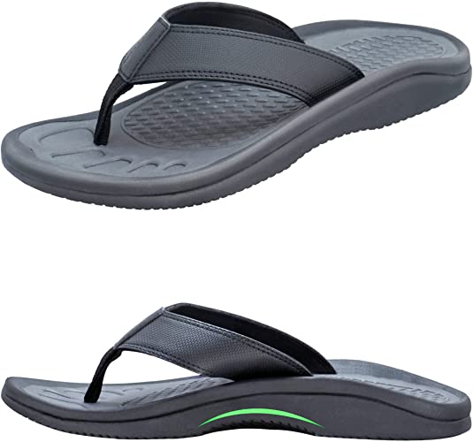 Everhealth Men's Beach Flip Flops Toe-Post Sandal with Mild Arch Support for Plantar Fasciitis and Flat Feet, Lightweight Quick-Dry & Slip-Resistant Supportive Flip-Flop Slides